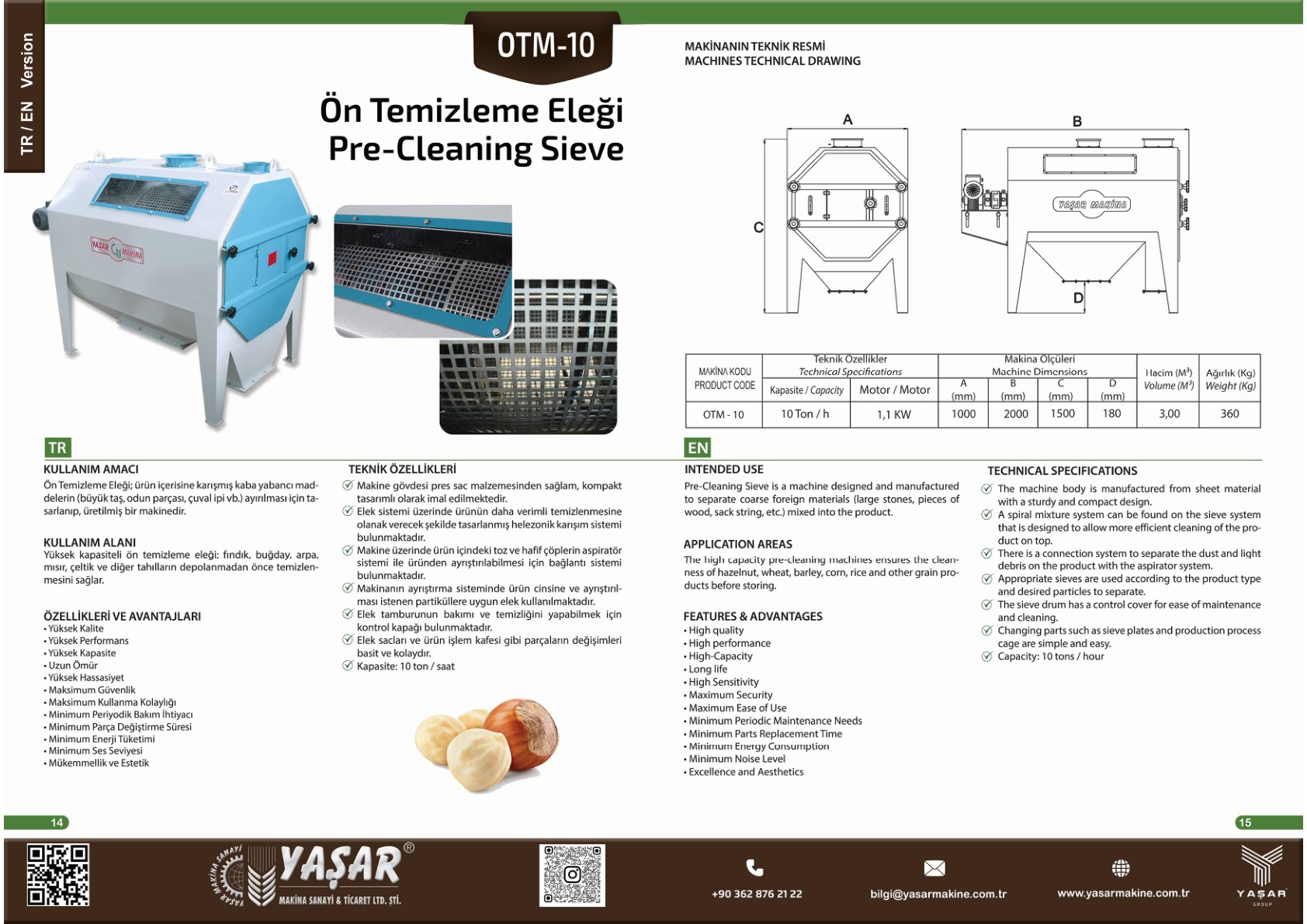 Ön Temizleme Eleği katalog sayfası