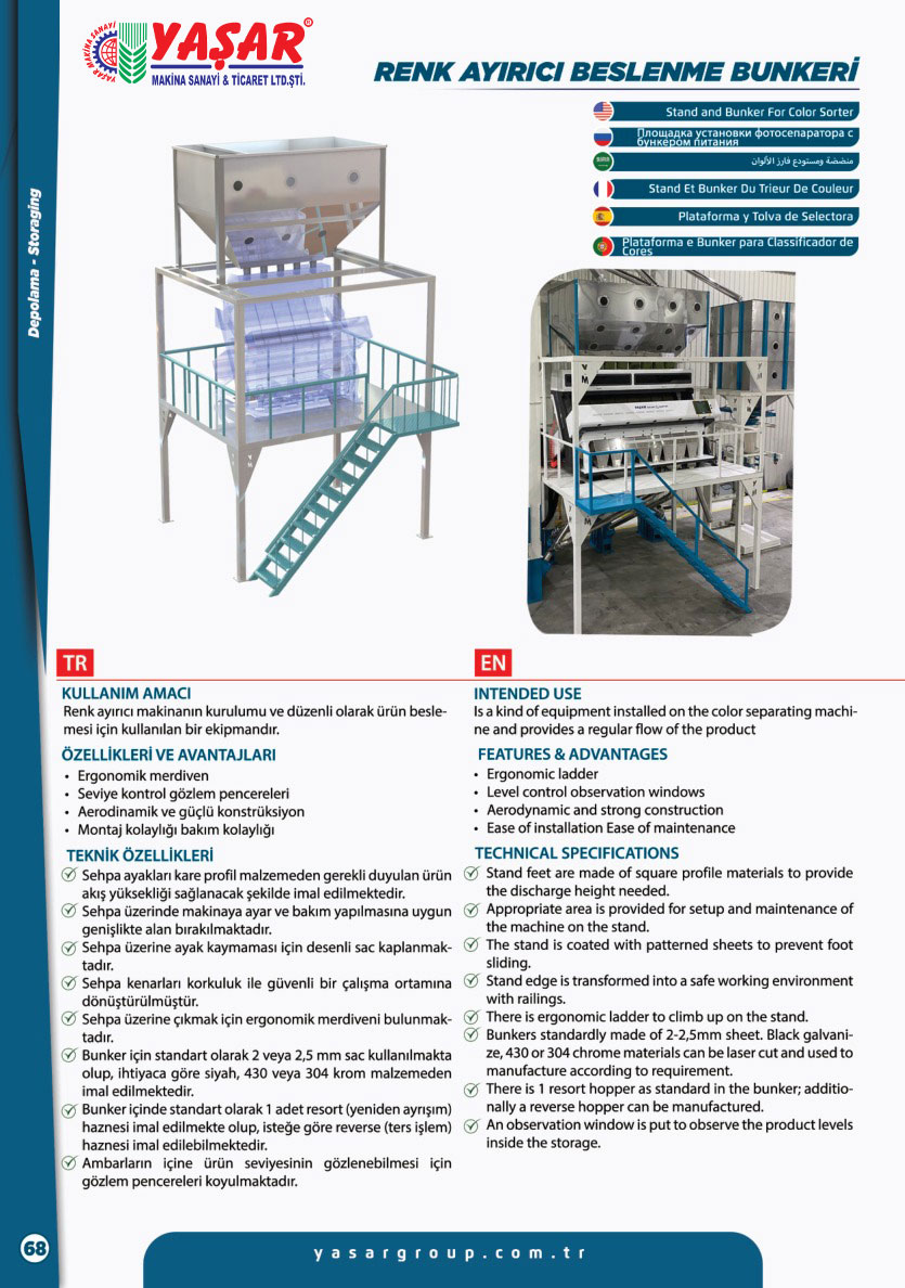 Renk Ayırıcı Besleme Bunkeri katalog sayfası