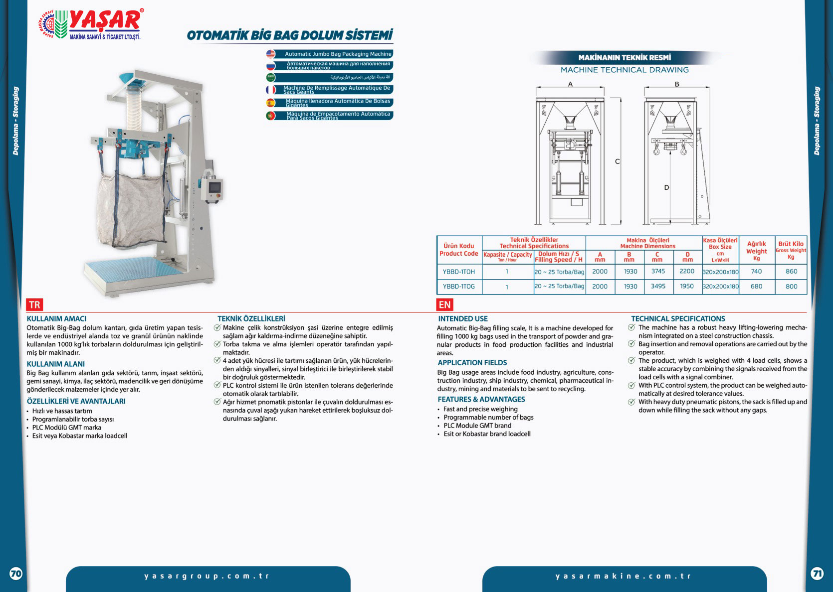 Otomatik Big-Bag Dolum Sistemi katalog sayfası