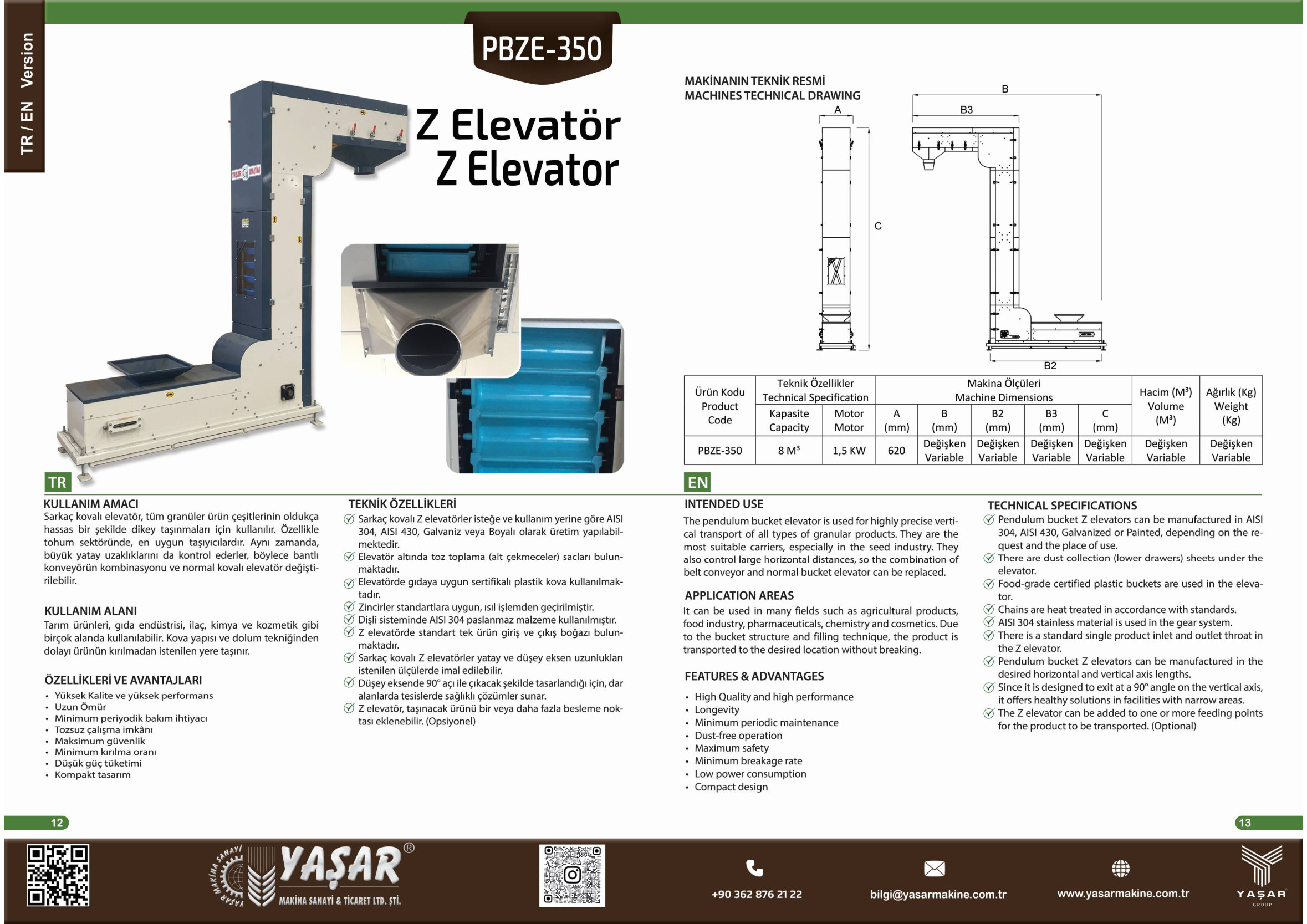 Z Elevatör katalog sayfası
